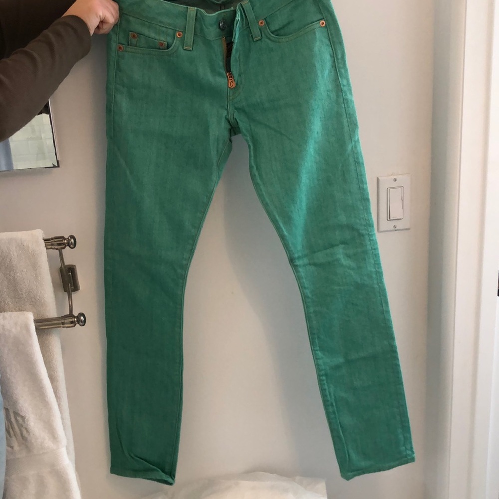 Green denim jeans